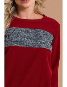 Women's Soft Burgundy Pajamas With Mixed Colors - 紫紅色 - 查看 3