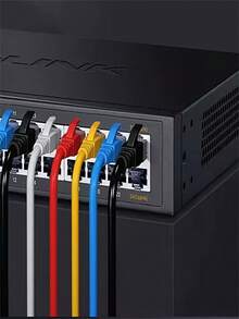 Cable Ethernet Cat6 de red, 1Gbps, RJ45, cable sin enganches, conectores chapados en oro, para Internet para PC, TV, tableta, router, impresora, servidores, centro de datos de TI - Paquete de 4 (Negro/Azul/Gris/Amarillo) - Multicolor - Ver 8