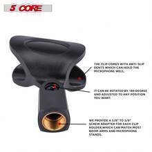 5 CORE Microphone Clips For Handheld Microphones Universal Adjustable Mic Clips + 5/8" Male To 3/8" Female Screw Adapter Suitable 2-Pack - 黑色 - 查看 11