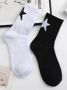 10 Pairs Versatile Five-Pointed Star Patterned Mid-Calf Socks - Multicolor - View 5