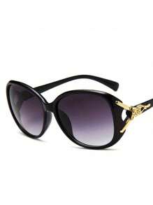 1 pièce Lunettes de mode rondes pour femmes, verres dégradés, décoration renard en métal. décontractées pour l'extérieur, la plage, les vacances, l'extérieur, les voyages
