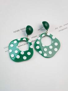 一对优雅复古风格的波尔卡圆点镂空耳环，适合日常和节日佩戴，可全年佩戴，时尚宣言珠宝 - 波點耳環 - 查看 14