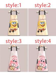 SpongeBob SquarePants Nuevo delantal de Bob Esponja, de nivel altamente atractivo, delantal de cocina de Bob Esponja, delantal para el hogar, resistente al agua, al aceite y a la suciedad, productos de limpieza y protección para el hogar - Multicolor - Ver 4