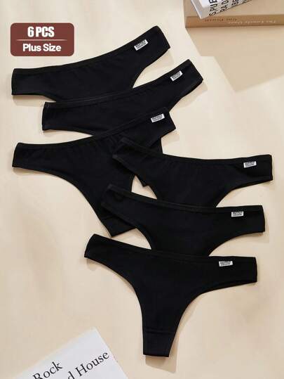 paquete de 6 bragas para mujer de tallas grandes, color malva, ropa interior minimalista, sexy y transpirable de cintura baja, de algodón