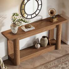 Tribesigns 63-Inch Farmhouse Console Table, Narrow Long Sofa Table Behind The Couch, 2-Tier Storage Entryway TFurniture For Hallway, Entrance, Living Room, Rustic Brown