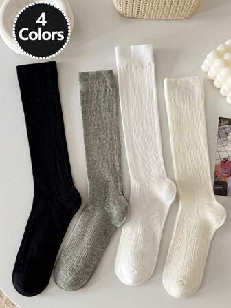 1 双/2 双/3 双/4 双网眼透气长袜女士袜子，纯色修身百搭