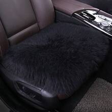 1件装高品质毛绒保暖汽车座椅垫，无靠背仿毛皮套，女士汽车配件
