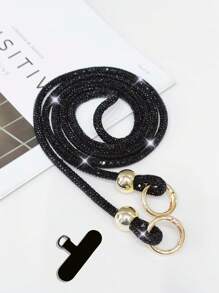 1pc Luxury Crystal Studded Lanyard, Long Crossbody Phone Strap, One Shoulder Or Backpack Decor Chain, Comes With Spacer