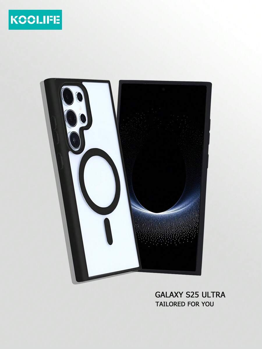 1 件 Koolife 亚克力磁性无线充电器二合一防震超薄外壳带 TPU 保险杠，兼容三星 Galaxy S25 Ultra/S25 Plus/S25/S24 Ultra/S24 Plus/S23 Ultra/S23 Plus/S22 Ultra/S22，糖果色防水防摔防刮 - 黑色 - 查看 1
