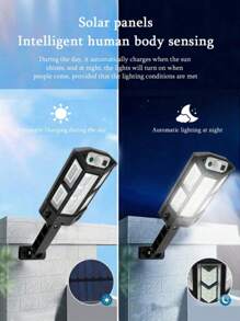 1 Peça Luminária de Parede LED com Sensor de Movimento Alimentada por Energia Solar, Prova d'água IP65, 3 Modos de Iluminação, Controle Remoto, Ângulo Ajustável, Lâmpada de Segurança Plástica para Jardim, Área Externa, Caminho, Entrada