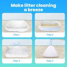 20/40/60100 Pack Jumbo Cat Litter Bags - Leakproof Litter Box Liners, Heavy Duty Drawstring Cat Litter Liners For Automatic Litter Box, Odor Control Disposable Kitty Litter Bags 1/2/3/5 Roll