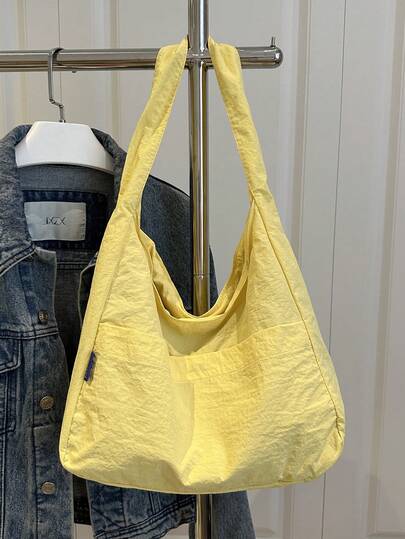 Large Capacity Women's Canvas Shoulder Bag, Underarm Bag, Leisure Style All-Match Tote Bag, Yellow