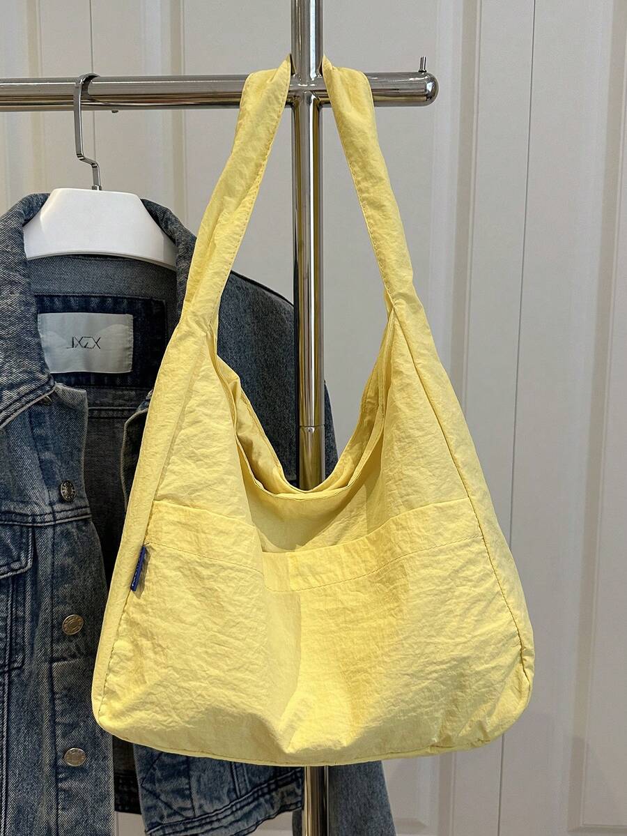 Túi đeo vai vải canvas dung tích lớn cho nữ, túi đeo dưới cánh tay, túi tote phong cách giải trí phù hợp mọi hoàn cảnh - Màu vàng - Xem 1