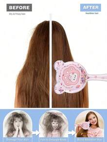 8pcs Cartoon Hair Brush Set, Suitable For All Hair Types, Dual-Use Wet & Dry, ABS Plastic Handle, Great Gift - Multicolor - View 7