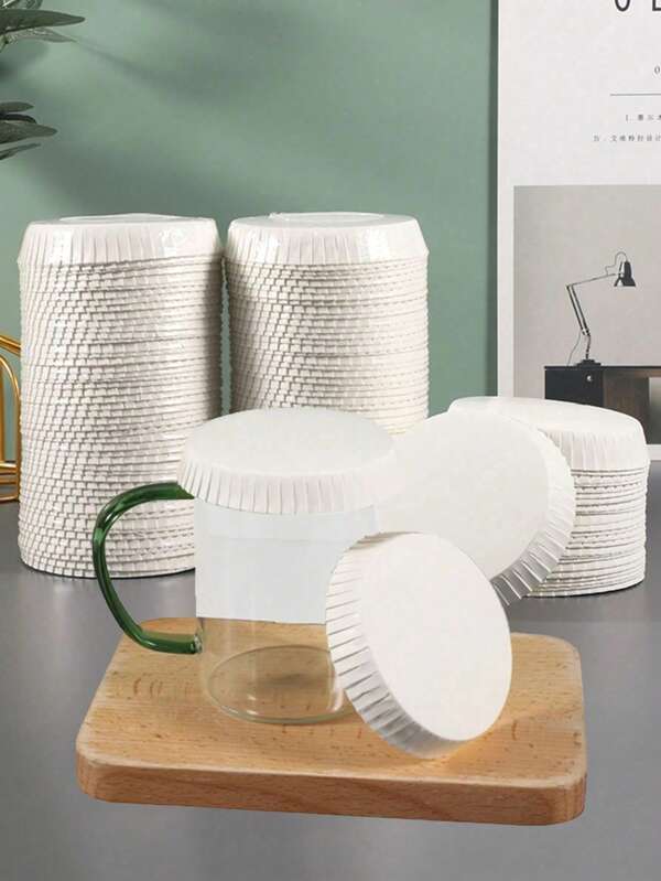 100 piezas de tapas desechables de papel para tazas, cubiertas antipolvo para vasos de agua y tazas de café, adecuadas para el hogar, hotel y restaurante, para ocasiones como el Día de la Madre, ceremonia de graduación, etc.