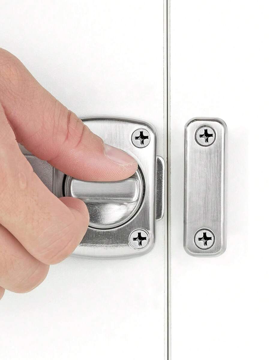 Gate Latch Slide Bolt Latches Lock,Double Sided Rotate Gate Hardware - Silver - View 1