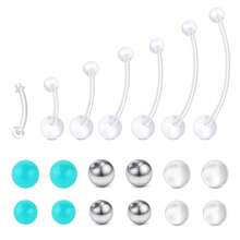 Pregnancy Belly Button Rings Plastic Silicone Flexible Maternity Navel Jewelry Clear Barbell Piercing Retainer Replacement Balls For Women 10mm 16mm 22mm 26mm 32mm 35mm 14G - Clear - View 7