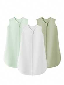 3 件套婴儿睡袋双向拉链，婴儿可穿戴毯子舒适弹力轻便，防踢被防冷，汗衫睡袋防惊襁褓布，适合男孩和女孩，节日生日礼物，婴儿洗澡礼物