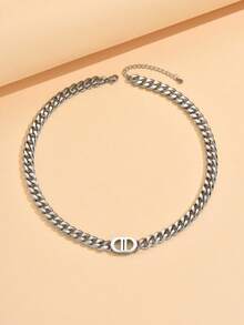 1 套时尚不锈钢链项链和手链，男女通用高端简约派对庆祝配饰 - 銀色 - 查看 16