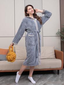 Grey Bathrobe, Suitable For Daily Wear Back To School