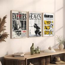 1pc/3PCS Wall Arts Posters Optional Frame Cool V-Vinland S-Saga Anime M-Manga Poster Canvas Art Printing Waterproof Home Living Room Bedroom Bar Aesthetic Decoration ,Wall Art With Frame
