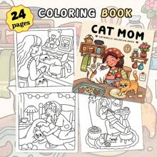 [Mamãe Gato - Livro de Colorir com 24 Páginas] Novo Livro de Colorir para Alívio de Estresse e Cura para Amantes de Gatos, Brinquedo de Alívio de Estresse para Adultos, Brinquedo Educacional para Crianças, Adequado para Famílias, Volta às Aulas, Temporada de Formatura, Dia dos Pais, Dia das Crianças, Livro de Colorir, Padrões Bonitos, Linhas Claras, Livro de Colorir, Desenho e Pintura, Halloween, Natal