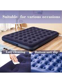 Colchón inflable de tamaño completo, colchón de aire para camping, cama de aire apta para camping y uso doméstico, colchón inflable, colchoneta de dormir, cama inflable de PVC, colchón inflable con superficie de terciopelo, cama de camping doble, colchón de aire plegable, cama inflable portátil, cama para tienda de campaña - Multicolor - Ver 2