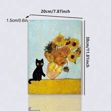 1 stuk, creatieve poster met zwarte kat en zonnebloem, te gebruiken voor woonkamer, slaapkamer, keuken, herfstdecoratie, frameloos/met lijst (optioneel), Halloween, kerstdecoratie