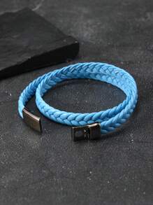 Pulseira de couro trançado multicamadas, acessório minimalista e personalizado com fecho magnético para casais, adequada para uso diário e presente