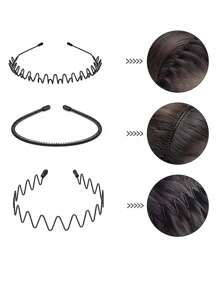 3pcs Men's Wave Headband For Daily & Sports Wear