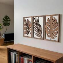 3pcs/1set Vintage Relief Wall Decor Set, Suitable For Living Room And Bedroom, Art Installation, Fusion Of Japanese And Nordic Style, Wall Decor Set With Wood Panel Artwork.
