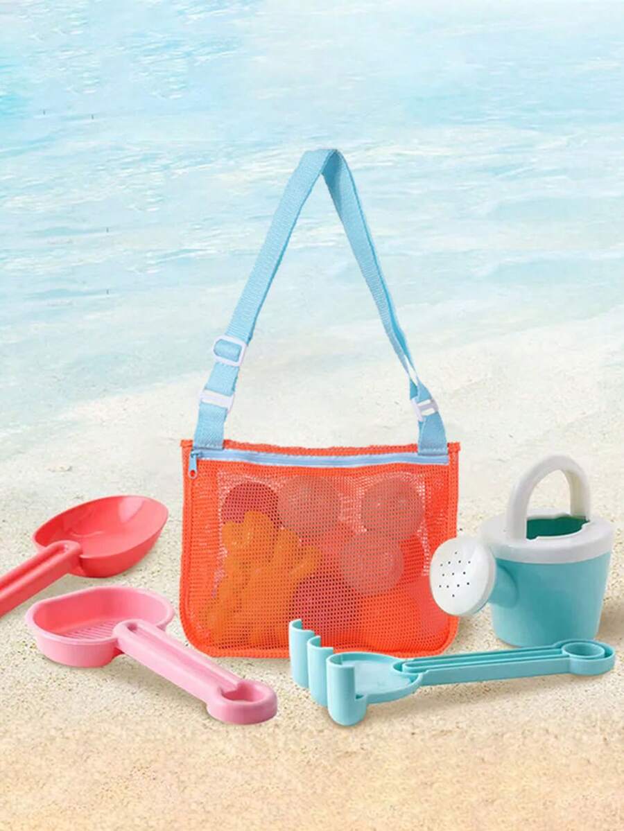 Lightweight Beach Mesh Tote Bag With Adjustable Shoulder Strap - Perfect For Shells, Beach And Holiday Essentials - Multicolor - View 1