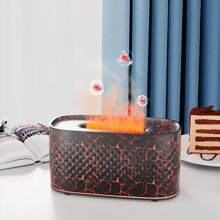 1 pieza Mini Difusor de aromas ultrasónico de 160ml con iluminación de 7 colores degradado tipo llama, con textura de craquelado, humidificador de aromaterapia visible para el hogar, oficina, escritorio, dormitorio, coche, se pueden agregar aceites esenciales