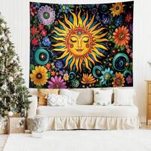 1 pezzo Arazzo da parete floreale colorato in poliestere, decorazione per la casa in stile bohémien, quadro decorativo per camera da letto o soggiorno, dipinto colorato, regalo decorativo ispirato alla natura, appeso alla parete