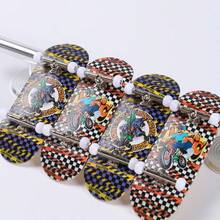 1pc 34mm Professional Finger Skateboard, Double Kick Skull & Alien Design, Maple Wood Material Mini Finger Skateboard, Stress Relief Creative Toy