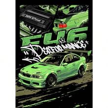 1 PIEZA Póster con marco opcional, estilo moderno con impresión en lienzo de un automóvil azul Miata Supra E36, estilo callejero, arte abstracto, decoración para el hogar, club y regalos - Multicolor - Ver 24