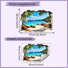 1 件打破墙壁，海边的海滩和椰子树墙贴，用于房间装饰，节日家居装饰，最佳礼物，乙烯基墙贴，可移除贴纸家居装饰墙面装饰个性化墙贴 - 彩色 - 查看 2