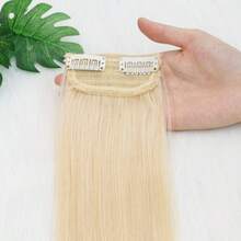 100% Human Hair Topper Invisable Straight Hair Pads Clip In One Piece 2Clips Increase Hair Volume Hair Extensions Top Side Cover - 60 - View 3