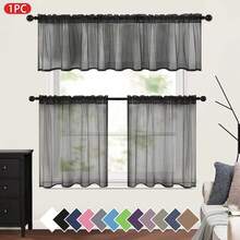 1pc Solid Color Sheer Curtain, Transparent Half Window Curtain, Filtering Sunshade Curtain With Rod Pocket, Suitable For Kitchen, Bathroom, Cafe Decoration, 100% Polyester Fabric Lightweight Transparent Voile, Suitable For Daily And Home Scenes - Multicolor - View 12