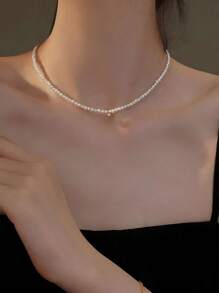 MONALLY 18 Karat vergoldete elegante modische Kugel Anhänger Kettenhalskette mit Kunstperle für Frauen, Edelstahl Accessoire, originelles Design, Muttertags Geschenk, Hochzeitstags Geschenk, perfektes Geschenk für Damen Schmuck für den täglichen Gebrauch