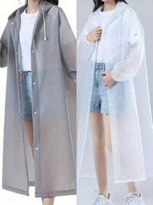 1 Stück zufälliger Farbton EVA Unisex Regenmantel lang, verstärkter wasserdichter Regenmantel, Herren/Damen mit Kapuze, wasserdicht, winddicht, schnelltrocknend, atmungsaktiv - ideal für Radfahren, Wandern und Outdoor-Abenteuer
