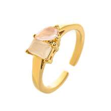 CIREY 1 pieza Anillo con piedra natal de diciembre chapado en oro de 18K, estilo de lujo casual, adecuado como regalo - Oro de 18 quilates con doble diamante - Ver 17