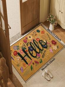 1pc [Best Seller] Christmas Thanksgiving Floral Hello Pattern Doormat, Farmhouse Style Indoor Outdoor Non-Slip Mat | Durable Polyester Material | Non-Slip, Easy To Clean, Dirt-Resistant, Machine Washable | Entryway And Home Decor - Perfect For Room Decor, Small Rug, Living Room Rug, Bedroom Rug, Kitchen Rug, Bathroom Rug, Area Rug