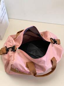 1pc Nylon Contrast Color Handbag, Travel Bag With Wet And Dry Separation, Shoe Compartment, Crossbody Strap, Suitable For Men & Women