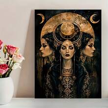 1pc Hecate Witchcraft Goddess And Witch Wall Art Poster Living Room Bar Cafe Bedroom Office Home Decorative Canvas Painting Optional Frame ,Wall Art With Frame - Multicolor - View 1