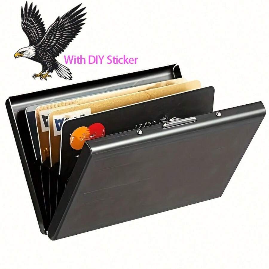 Premium Stainless Steel RFID Blocking Card Holder For Men – Sleek Black Metal Wallet With Multiple Compartments, Perfect Father's Day Gift For Dad, Secure Card Storage | Polished Finish | Metallic Construction - Multicolor - View 1