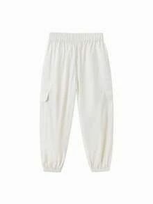 Balabala Girls' Summer Thin Cuffed Pants 2025 Cool Feeling - Milky White - View 2
