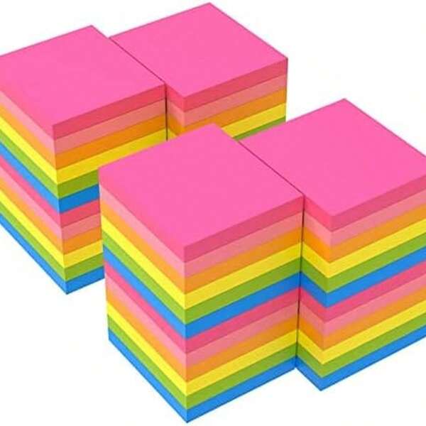 48 Bloc notes adesivi ZCZN, 76 x 76 mm, 100 fogli/blocco, 6 colori brillanti, bloc notes adesivi per promemoria, confezione conveniente, forniture scolastiche, ritorno a scuola