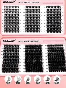 Waloshow Back To School 600Pcs Value Pack 3D Fluffy Lash Cluster Eyelash Kit, D Curl Cluster Lashes With White Glue, Natural Fake Eyelashes Glue Remover And Individual Lashes Tweezers , False Lashes In 6 Styles, 30D 40D 50D 60D 80D 100D For Beginners,Makeup Tools(White Bond+Seal+Spare Glue+Remover+Tweezers+Brushes) Quick Makeup For School