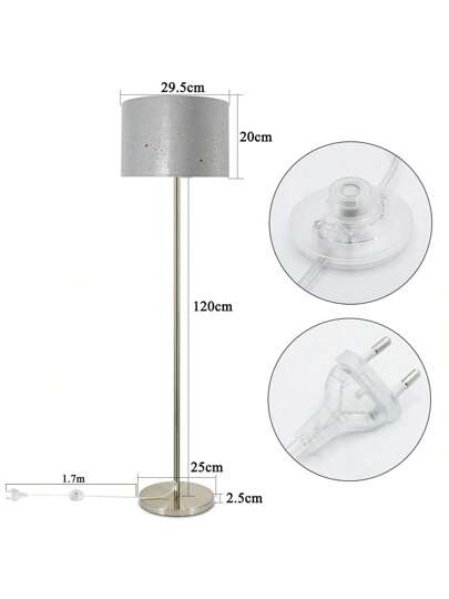 Moderne Vloer Lamp Living Room The Is Made Of Grijs Goud Star ed Fabric Lampshade, Measuring 144cm. It Comes An E27 Foot Switch Plug, Bedrooms, Children's Rooms, Corridors Excluding Verlichting Bulbs view 4